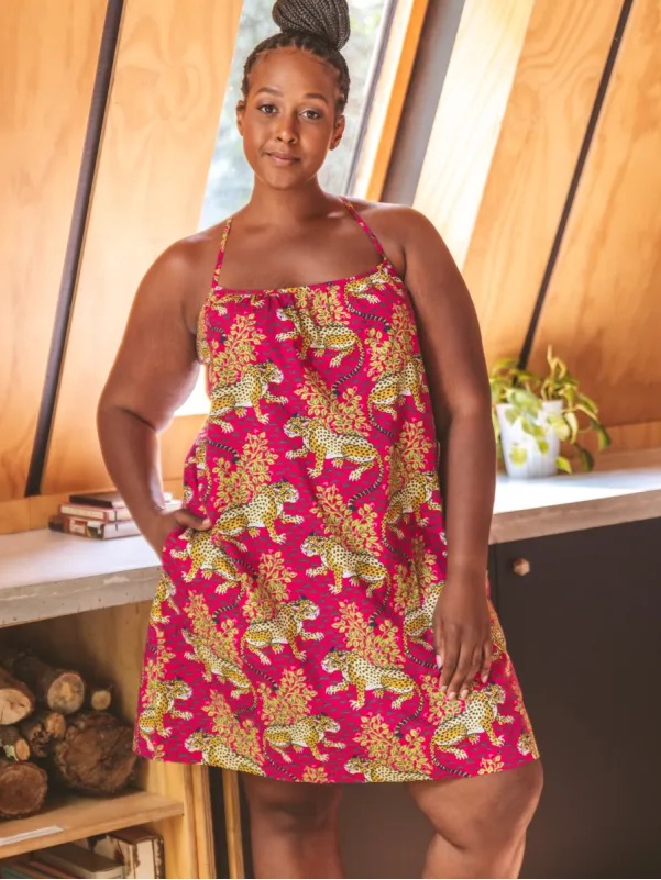 Printfresh Cami Nightgown In Bagheera Hot Pink Sz 3x